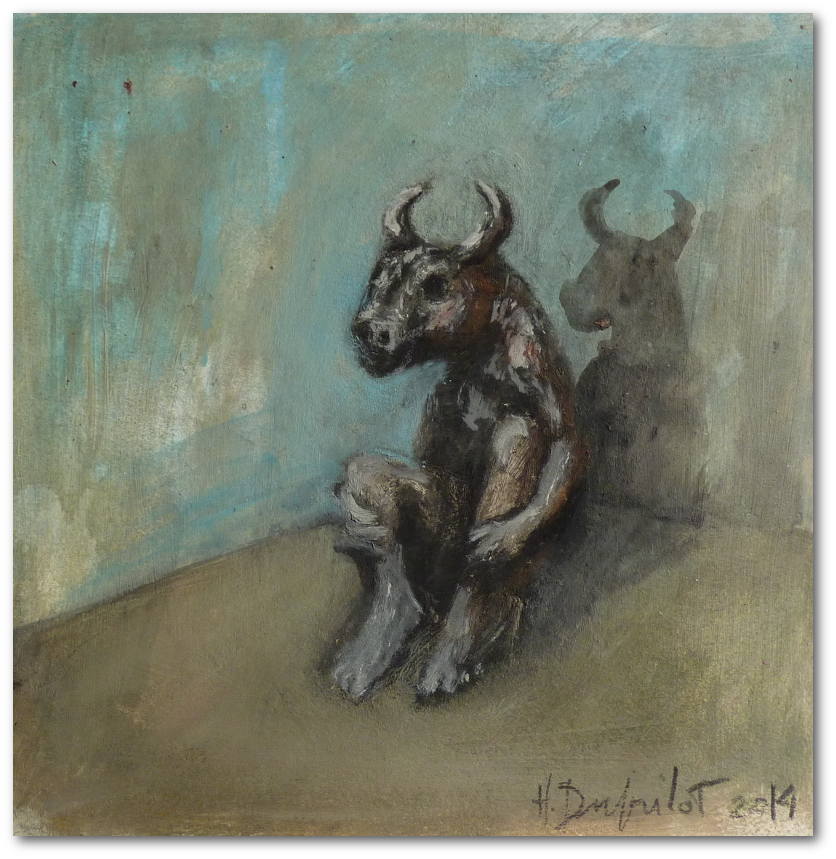 Hubert Duprilot (Minotaure) 2014, acrylique sur papier (30x30cm)