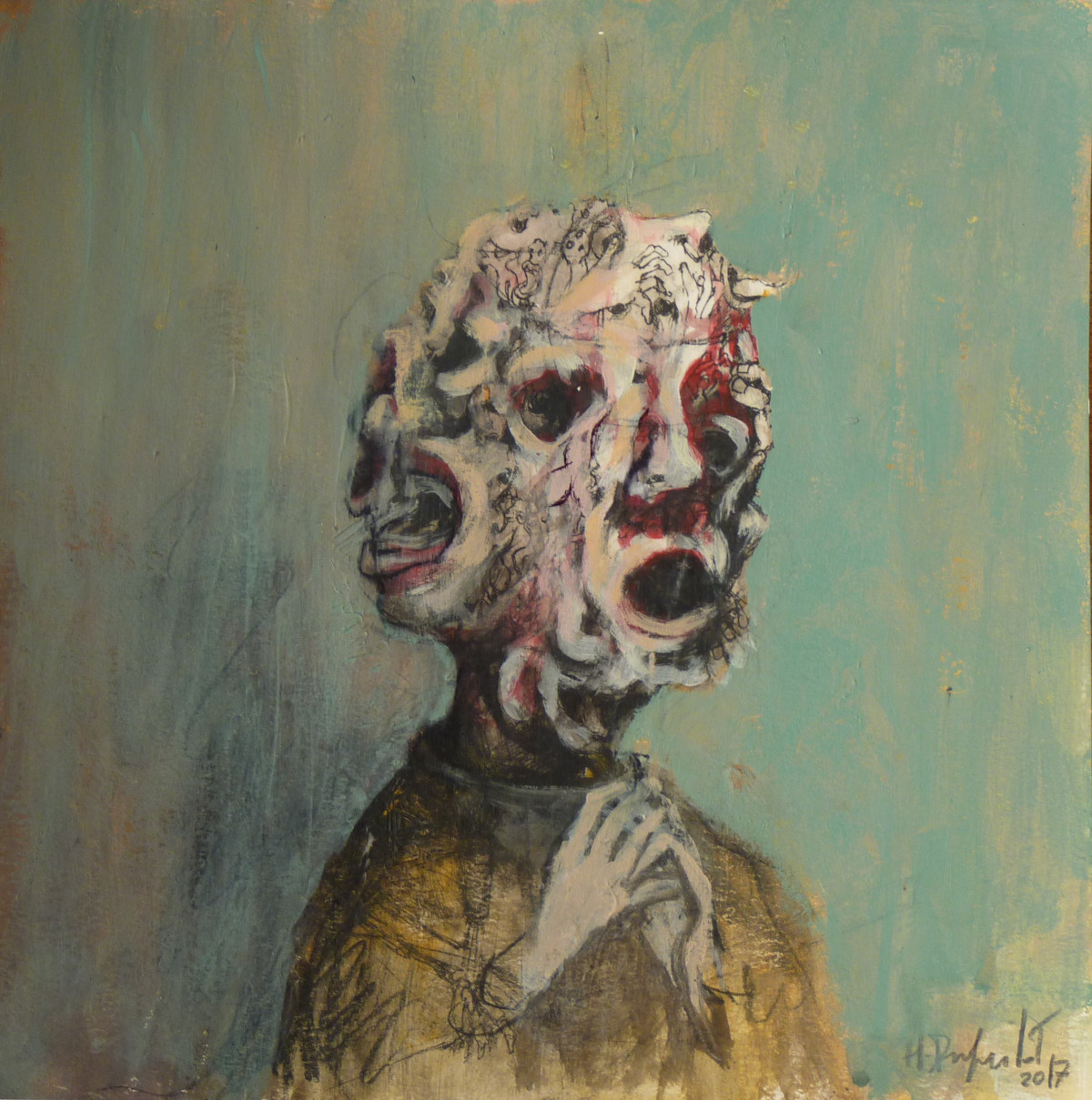 Hubert Duprilot 2016  acrylique sur papier (30x30cm)