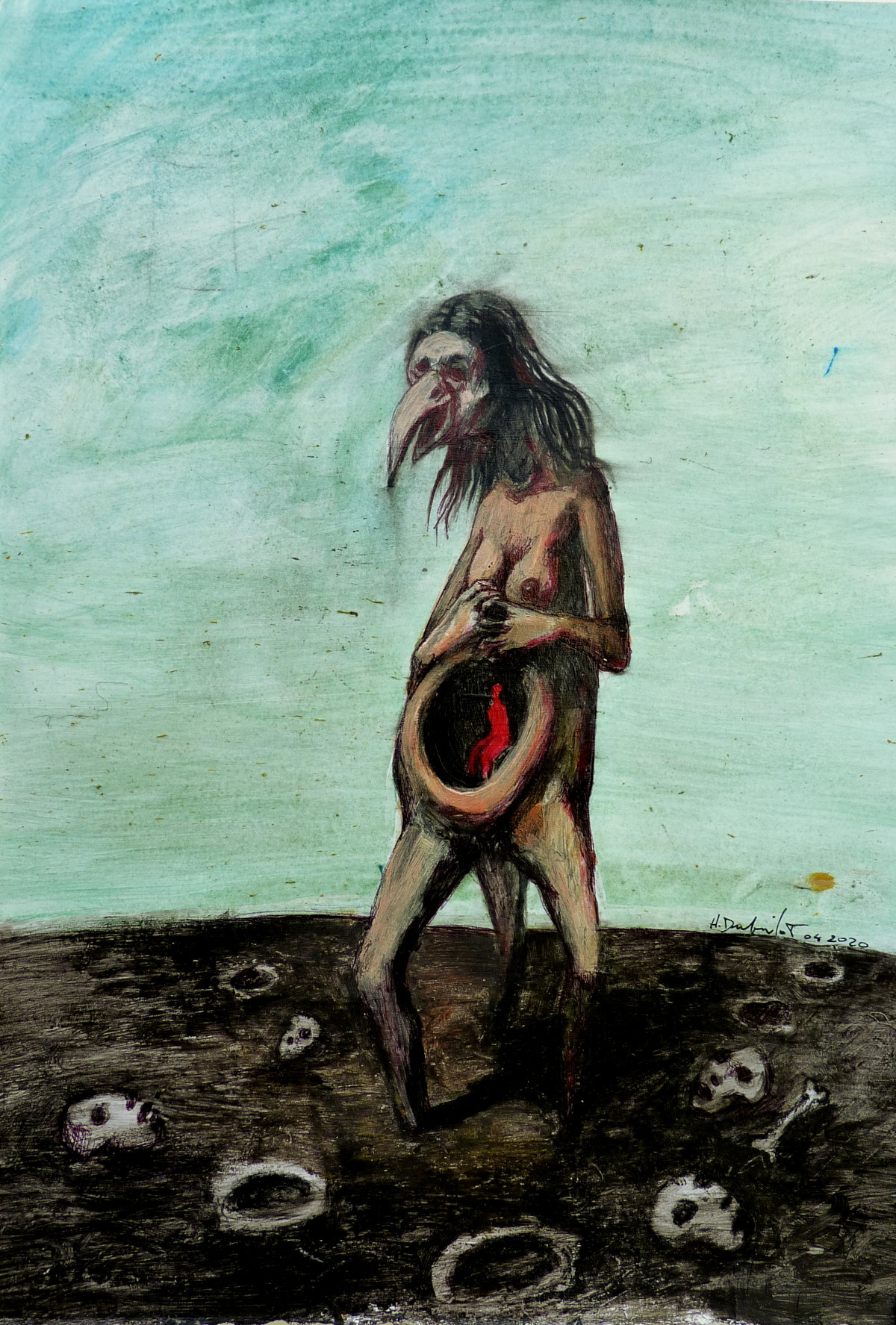 Hubert Duprilot 2015 Encre de Chine et acrylique sur papier (50x50cm)